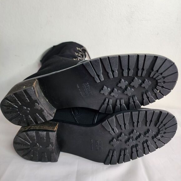 Stuart Weitzman Woman's Lace Up Combat Boots Black Size 9.5B Shoes Side Zip up - Picture 12 of 14